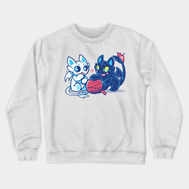 Light and Night Dragon Cats Crewneck Sweatshirt by TechraNova